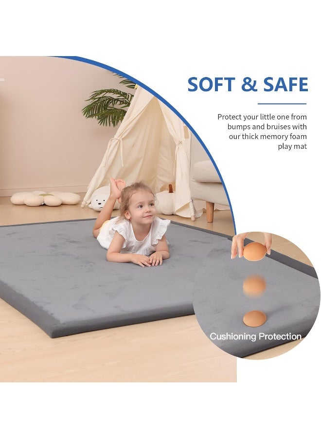 Huloo Sleep حصيرة نوم هولو للأطفال للأرضية، بسماكة 1.3" من رغوة الذاكرة، حصيرة وقت البطن الناعمة من الفيلكرو المرجاني، سجادة حضانة كبيرة غير قابلة للانزلاق للأطفال، الرضع، الأطفال، حصائر اليوغا وأسلوب التاتامي لغرفة المعيشة (رمادي داكن) - Image 4