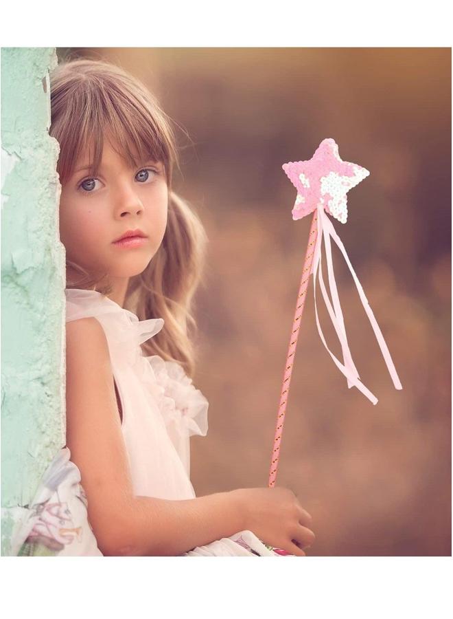Glittery 6-Piece Princess Wand Kit for Girls' Dress-Up Parties, , Birthdays, and Weddings - Fairy Costume Accessories Party Favors - Image 2