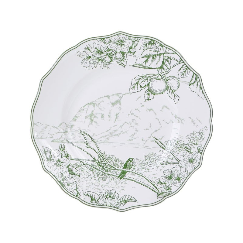 222 Fifth 12-Piece Porcelain Dinnerware Set for 4, Elegant Floral Plates and Bowls Sets-White/Green Ceramic Dishes, Chip Resistant Kitchen & Dining Dish Set, Microwave & Dishwasher Safe, Hudson Valley - Image 5
