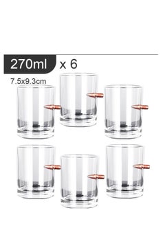 Glass 270ml Creative With Bullet Bar Crystal Cup Studded Warhead For Drinking Gift Set of 6