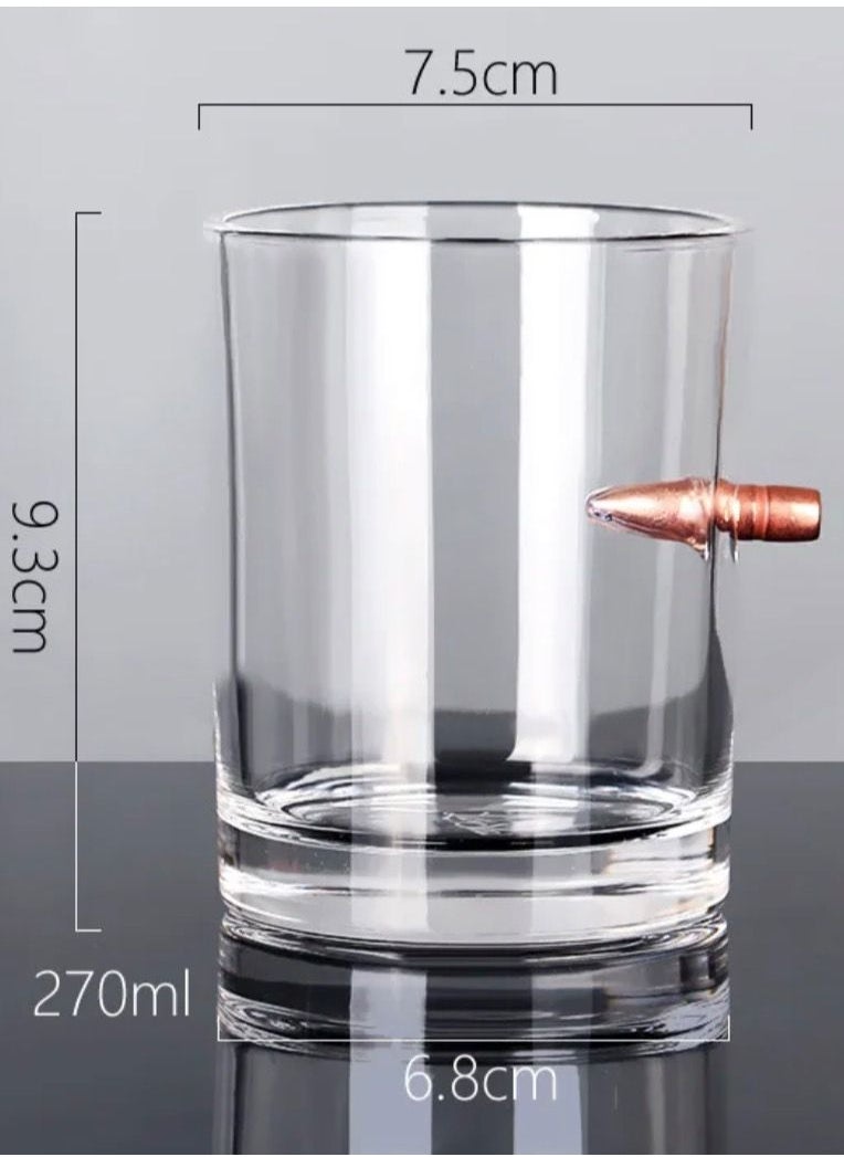 BLUE CORAL - Glass 270ml Creative With Bullet Bar Crystal Cup Studded Warhead For Drinking Gift Set of 6 - Image 1