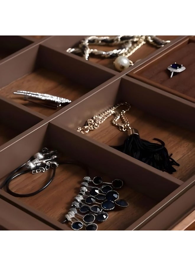 eurocliq Sliding Jewelry Drawer  Moka Finish Pull-Out Wardrobe Organizer with Walnut Wood Panels and Adjustable Compartments  - Image 2