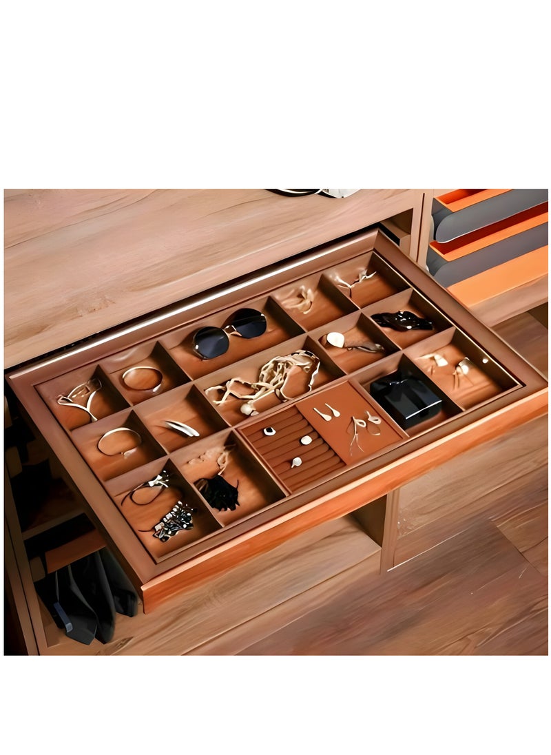 eurocliq Pull Out Drawer Cabinet  Jewelry Tray Organizer Necklace Pendant Organizer Watch Storage Rings Earrings Bracelet Organizer Tray Showcase  - Image 1