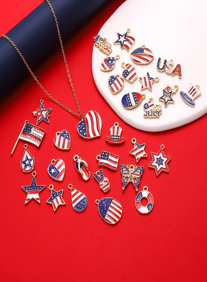 CEALXHENY 30PCS American Flag Charms for Jewelry Making 4th of July Pendants Enamel Star Heart Patriotic Charms for Necklace Bracelet Earrings Making Kit DIY Crafts (Flag Color - 30PCS) - Image 5