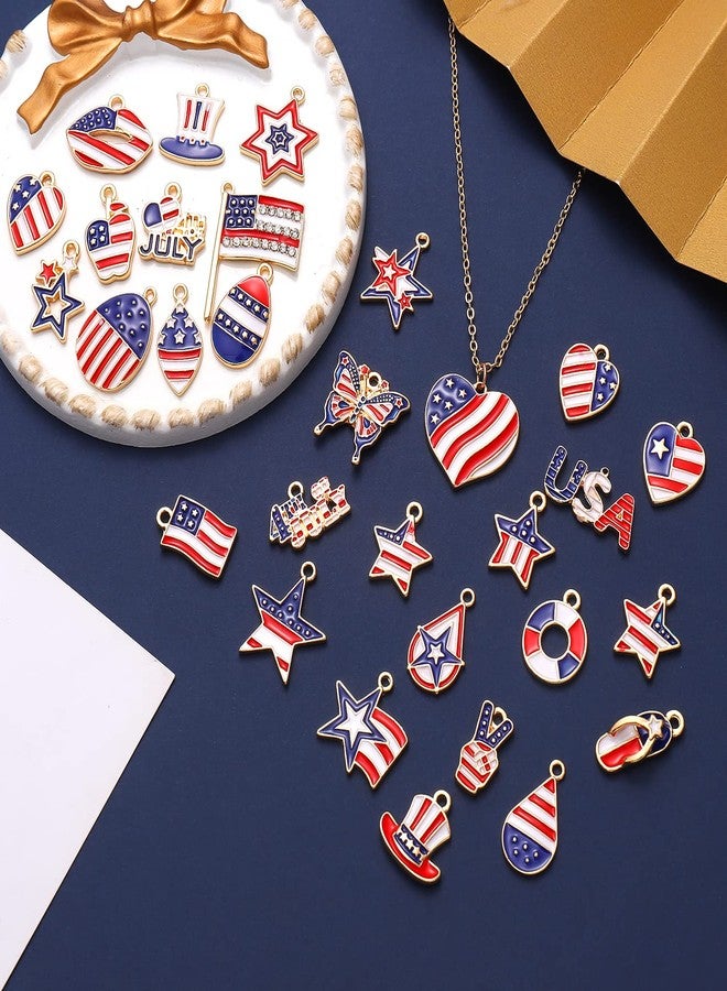 CEALXHENY 30PCS American Flag Charms for Jewelry Making 4th of July Pendants Enamel Star Heart Patriotic Charms for Necklace Bracelet Earrings Making Kit DIY Crafts (Flag Color - 30PCS) - Image 4