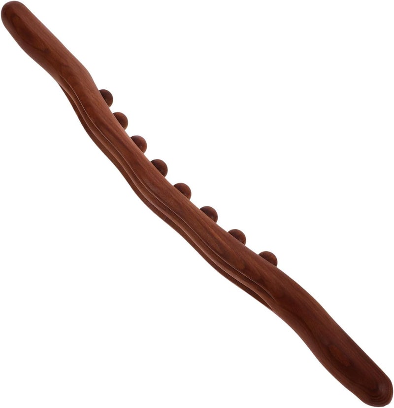 Wooden Gua Sha Therapy Roller Stick with Beads for Full Body Muscle Relaxation and Fatigue Relief Large Contact Surface Back and Leg Massager Portable Wooden Massage Tool for Home - Image 1