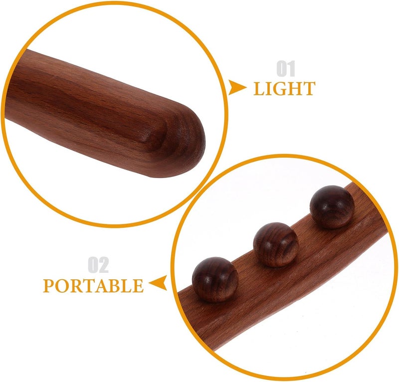 Wooden Gua Sha Therapy Roller Stick with Beads for Full Body Muscle Relaxation and Fatigue Relief Large Contact Surface Back and Leg Massager Portable Wooden Massage Tool for Home - Image 3