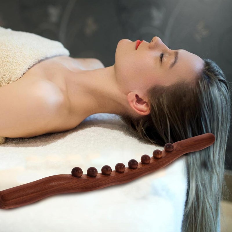 Wooden Gua Sha Therapy Roller Stick with Beads for Full Body Muscle Relaxation and Fatigue Relief Large Contact Surface Back and Leg Massager Portable Wooden Massage Tool for Home - Image 5