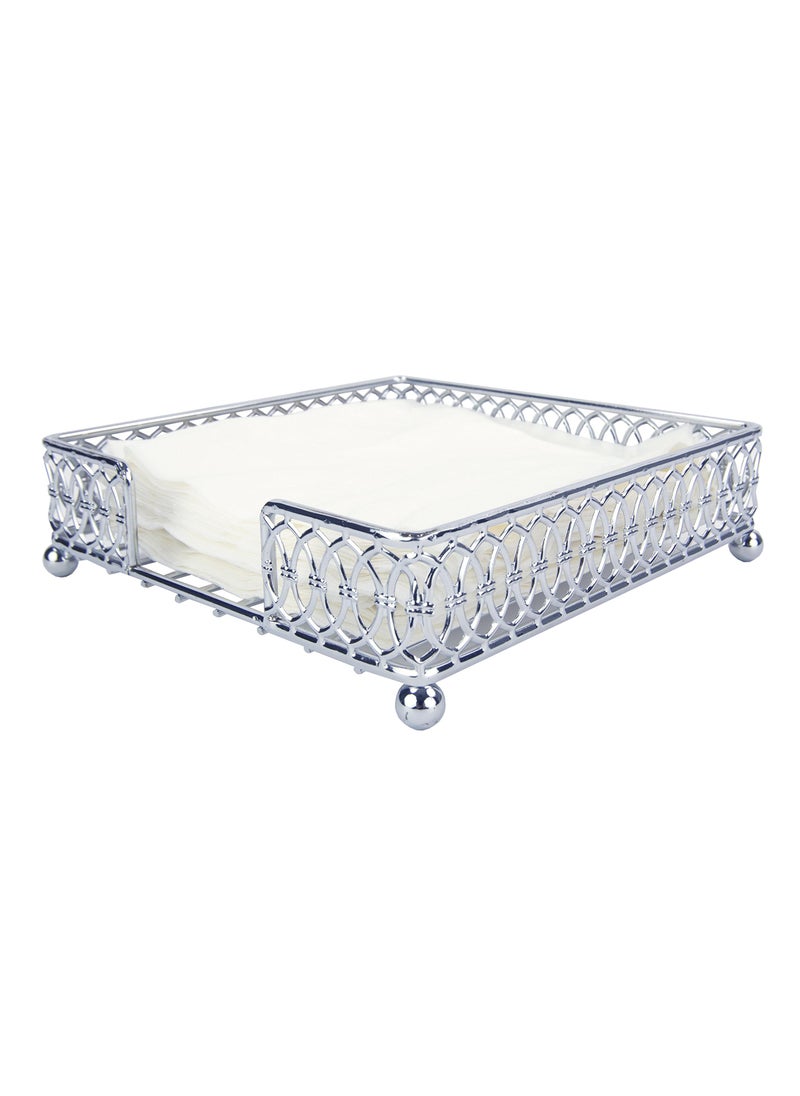 Home Basics Home Basics Chrome Plated Steel Infinity Collection Flat Napkin Holder Organizing Stand Elegant Design Silver Chrome 