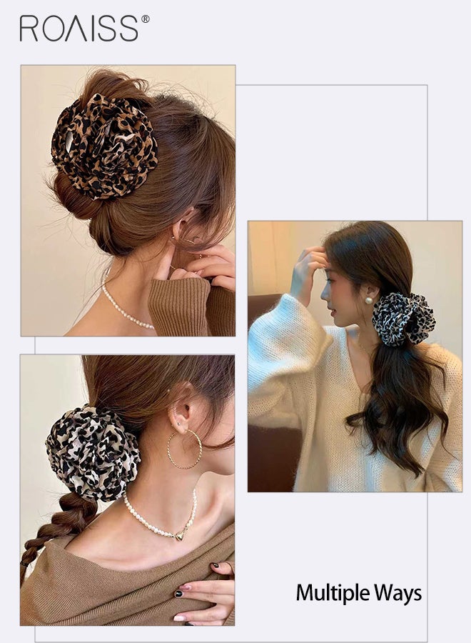 رويس 3 قطع من مشابك الشعر المطبوعة بنقشة جلد الفهد، مشابك مخالب أنيقة كبيرة الحجم مناسبة للشعر الكثيف، إكسسوارات شعر أنيقة على طراز ريترو، مثالية للارتداء اليومي وجلسات التصوير - Image 2