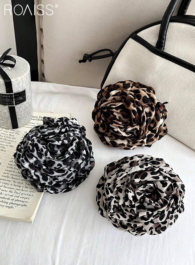 رويس 3 قطع من مشابك الشعر المطبوعة بنقشة جلد الفهد، مشابك مخالب أنيقة كبيرة الحجم مناسبة للشعر الكثيف، إكسسوارات شعر أنيقة على طراز ريترو، مثالية للارتداء اليومي وجلسات التصوير - Image 5