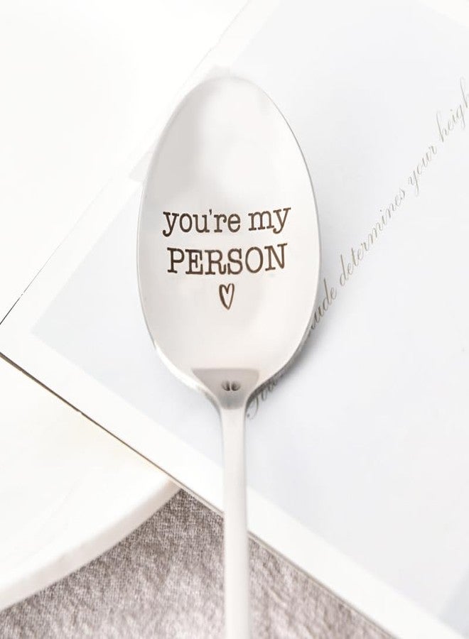 Sisadodo You're My Person Spoon for Women Men Christmas Gifts for Boyfriend Girlfriend Valentines Day Gifts for Fiance Fiancee Anniversary Wedding Gifts for Couples Coffee Tea Spoons Gifts - Image 3