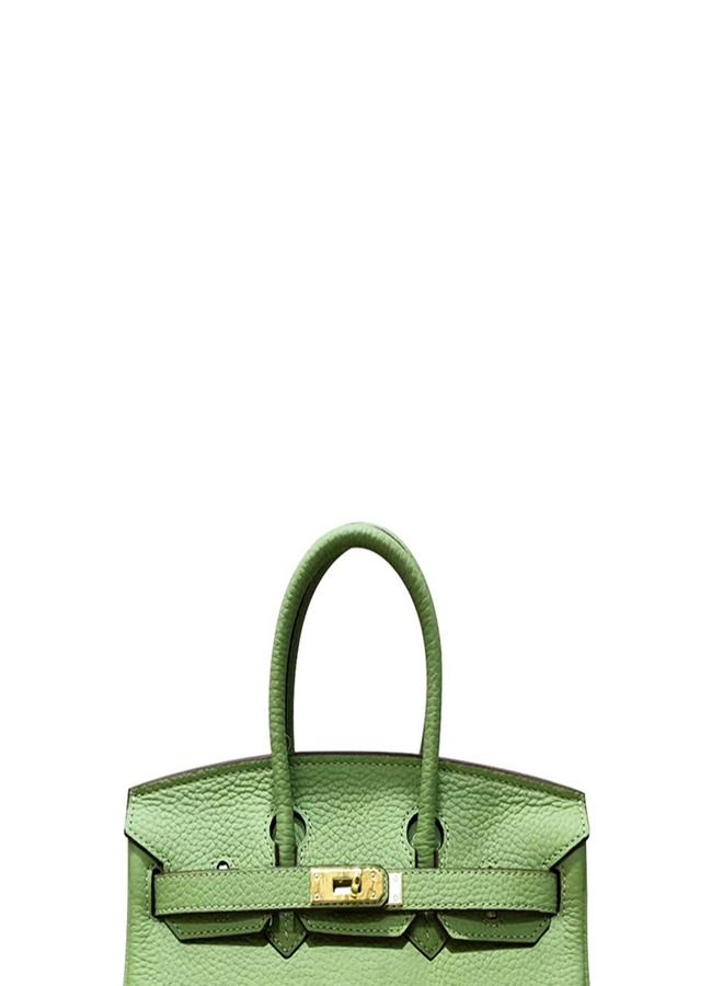Loquat Gold Buckle Leather Handbag Avocado Green  - Image 2