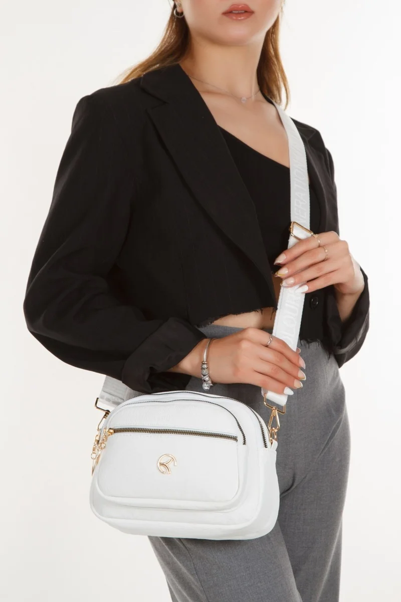 اديلينا باجز Women's Cross Strap Daily White Shoulder Bag