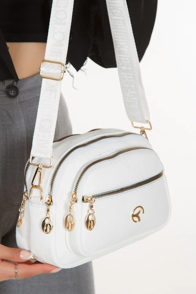 اديلينا باجز Women's Cross Strap Daily White Shoulder Bag