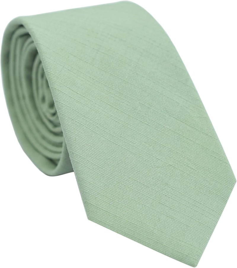 BELLUNO Men's Skinny Ties, Cotton Linen Blend 2.5 inch Solid Neckties - Image 1