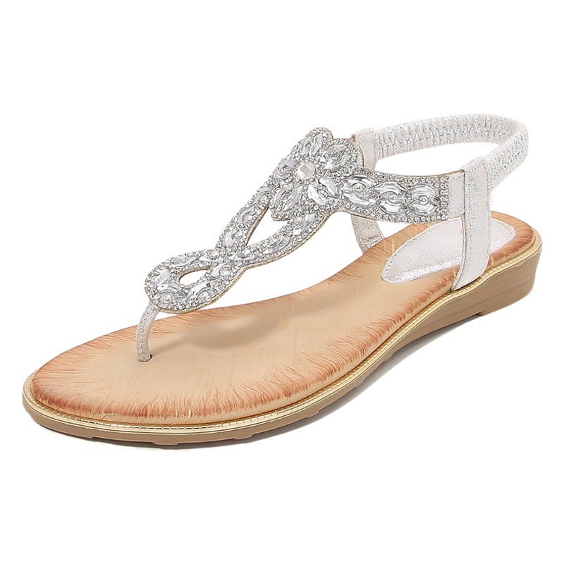 shoes women''s new rhinestone sandals Bohemian wedge sandals women''s large size women''s shoes - Image 2