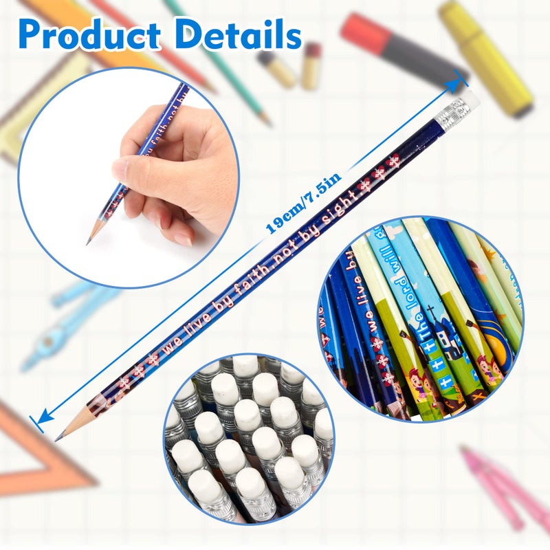 Kolewo4ever 100 Pieces Bible Verses Pencils with Inspirational Scriptures, 8 Styles, Multicolor, Great for Teachers, Students, Church Supplies - Image 3