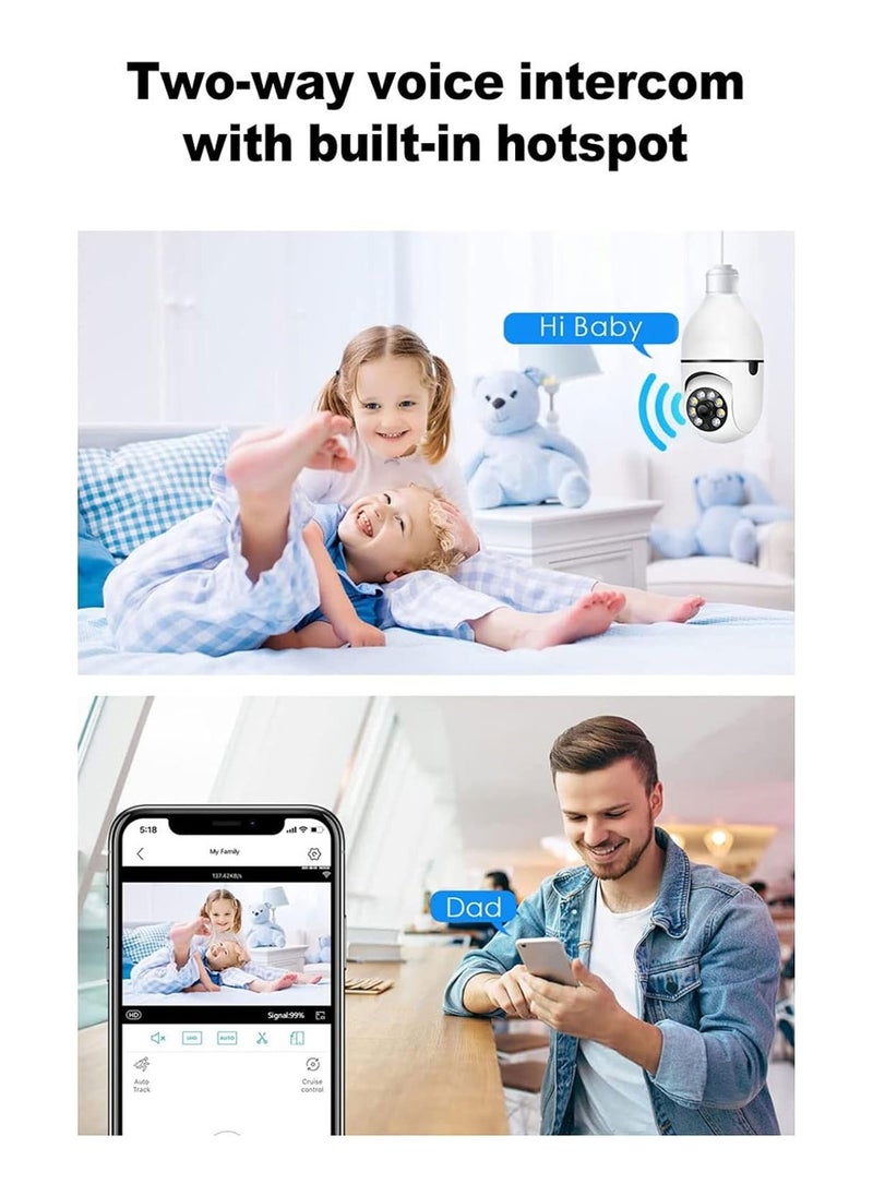 E27 Light Bulb Wireless Security Camera Panoramic 2 Way Talk WiFi Camera