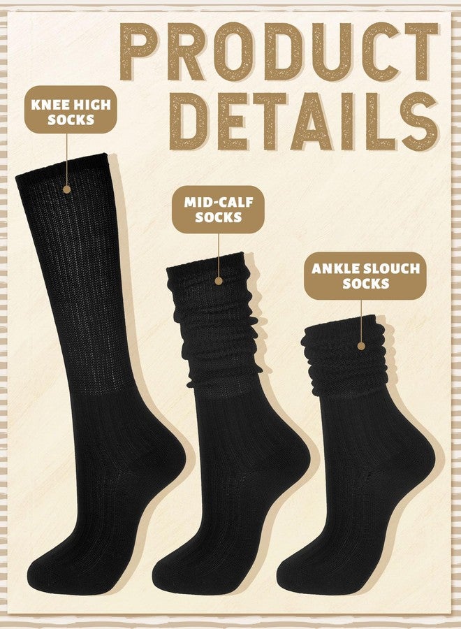 Bencailor 6 Pairs Women Slouch Socks Cotton Scrunch Stacked Knee Boot Socks for Women Men 80s 90s Winter Cold Weather(Neutral Colors,5-9) - Image 3