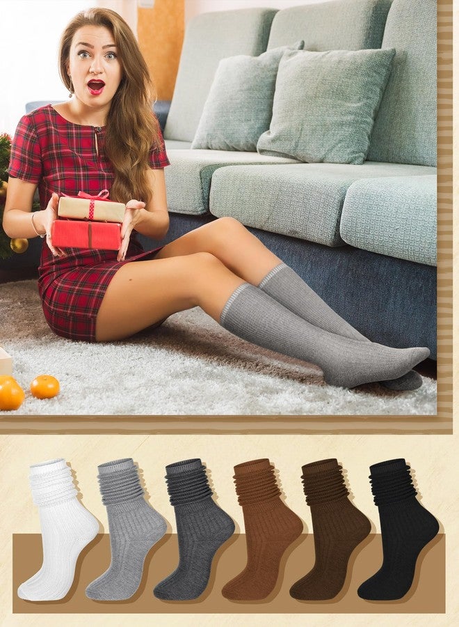 Bencailor 6 Pairs Women Slouch Socks Cotton Scrunch Stacked Knee Boot Socks for Women Men 80s 90s Winter Cold Weather(Neutral Colors,5-9) - Image 4