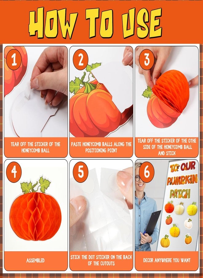 Qilery Fall and Thanksgiving Bulletin Board Decorations 3D Fall Decorations Classroom Door Thanksgiving Turkey Autumn Harvest Pumpkin Welcome Pumpkin Patch Bulletin Board Cutout Border Office School - Image 3