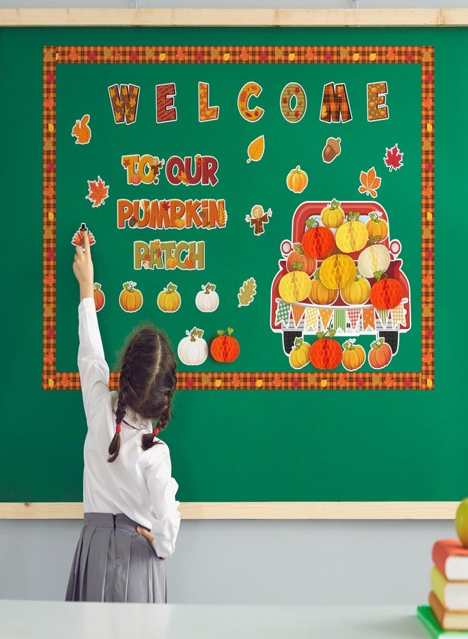 Qilery Fall and Thanksgiving Bulletin Board Decorations 3D Fall Decorations Classroom Door Thanksgiving Turkey Autumn Harvest Pumpkin Welcome Pumpkin Patch Bulletin Board Cutout Border Office School - Image 5