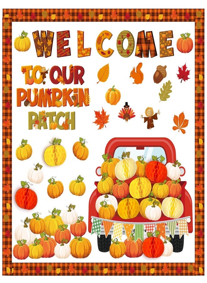 Qilery Fall and Thanksgiving Bulletin Board Decorations 3D Fall Decorations Classroom Door Thanksgiving Turkey Autumn Harvest Pumpkin Welcome Pumpkin Patch Bulletin Board Cutout Border Office School - Image 1