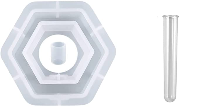 URBAN BOX Resin Mold for Plant Propagation Station Hexagon Shape Vase Silicone Epoxy Molds with Test Tube Planter Resin Casting Mold for HydroponicFlowers Office Home Desktop Decoration - Image 2