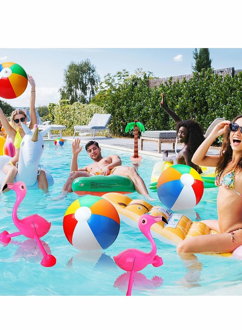 نيبمينينت Hawaiian Party Toys Set, 8Pcs Inflatable Palm Trees Flamingos Banana Beach Balls Dolphin for Hawaii Summer Decor Pool Backdrop Supplies - Image 2