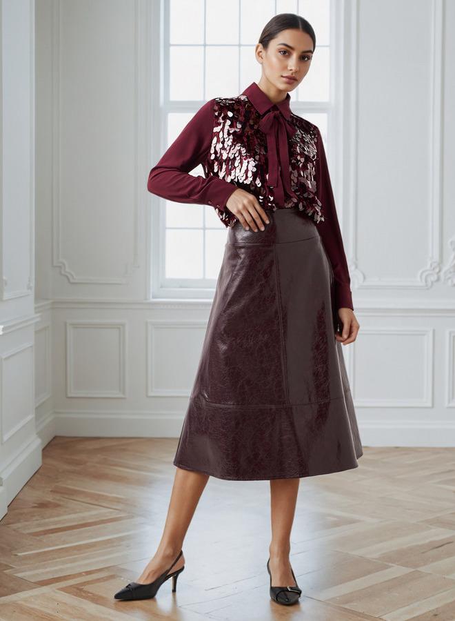 Iconic Regular Fit Pussy Bow Shirt with Sequin Detail - Image 2