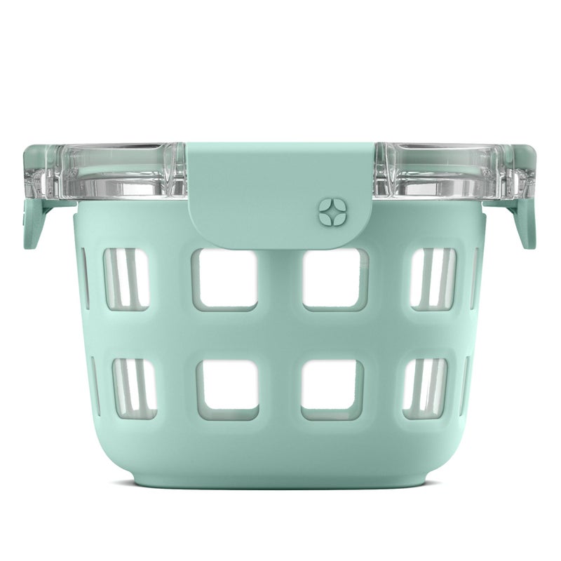 Ello DuraGlass Rounds Glass Food Storage Containers  Meal Prep Bowls with Silicone Sleeve and Airtight Lids 2 Cup Yucca