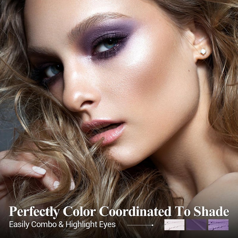 LUXAZA PRO Neutral Eyeshadow Stick 6PCS Set, Pink and Purple Metallic Shimmer Matte Cream Eye Shadow Eyeliner Brightener Pencil Crayon, Halloween Makeup - PURPLE MARTINI - Image 3