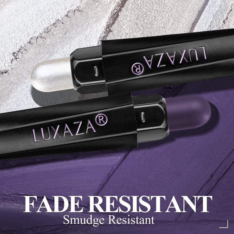LUXAZA PRO Neutral Eyeshadow Stick 6PCS Set, Pink and Purple Metallic Shimmer Matte Cream Eye Shadow Eyeliner Brightener Pencil Crayon, Halloween Makeup - PURPLE MARTINI - Image 4
