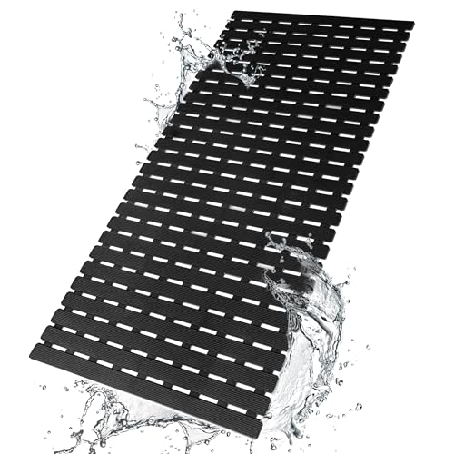 BEMISO BEMISO Shower Mat Non Slip Bathtub Mat with Suction Cups and Drain Holes 374 x157 Inch Bath Mat for Tub ShowerEasy DryEasy to CutEcoFriendly