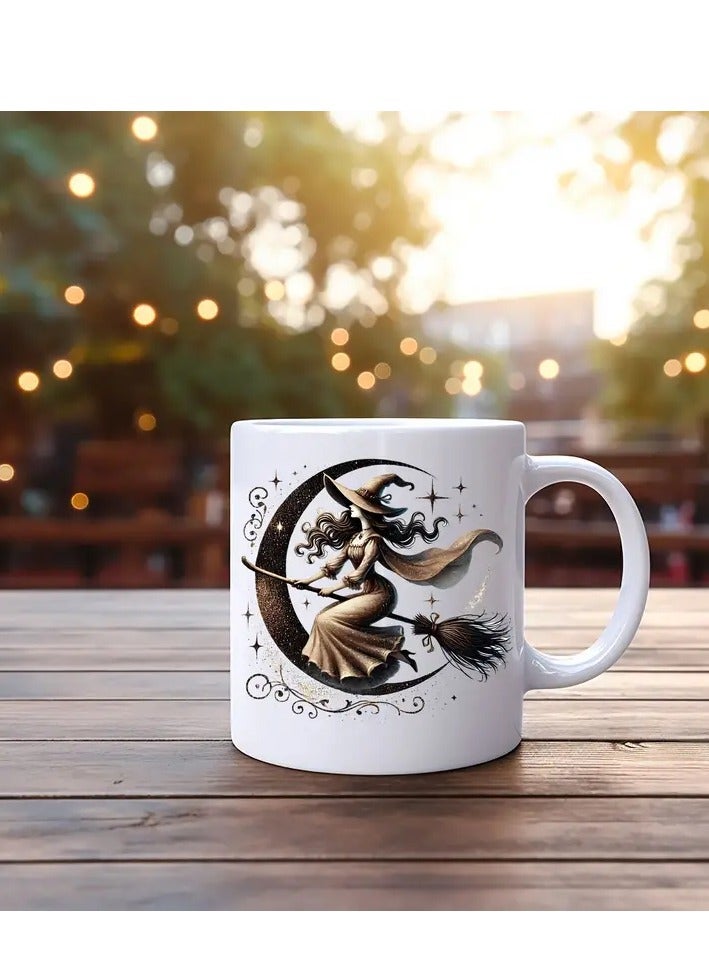 RYN Halloween Moon Witch 11oz Ceramic Mug Perfect Gift for Friends & Family Ideal for Parties & Events Dishwasher Safe. - Image 1