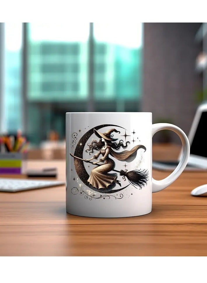 RYN Halloween Moon Witch 11oz Ceramic Mug Perfect Gift for Friends & Family Ideal for Parties & Events Dishwasher Safe. - Image 2