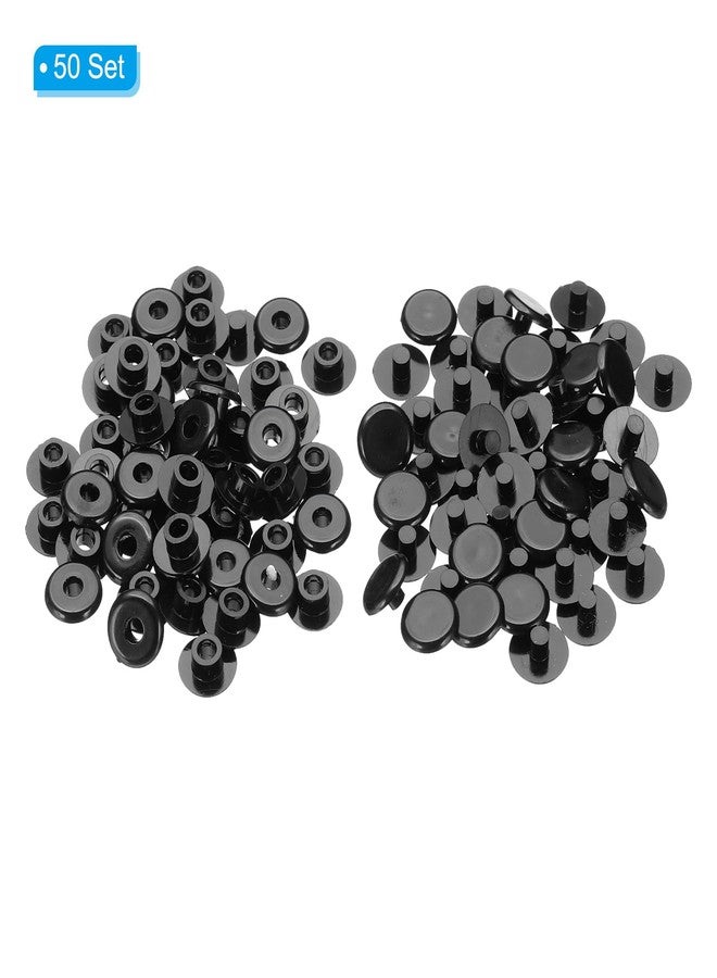 باتيكيل دبابيس ربط بلاستيكية من باتيكيل M5x3mm، 50 مجموعة من براغي شيكاغو البلاستيكية، دبابيس ربط، دبابيس برشام، مشبك ضغط لألبومات الصور الجلدية، أسود - Image 3