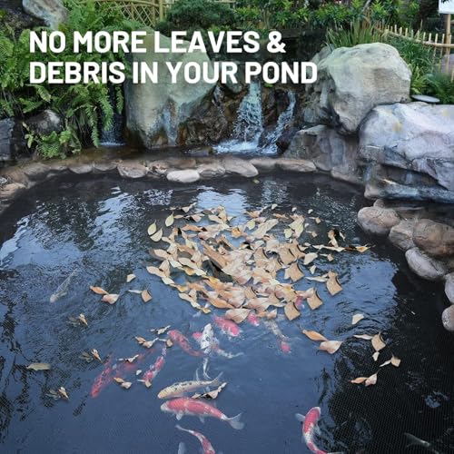 GasXpert Pond Netting for Koi Ponds 7 x 10 Pond Netting Cover for Leaves Durable Koi Pond Net to Catch Leaves Debris Drive Herons Raccoons Cats Predators Away 12 Stakes Included 38 Mesh - Image 3