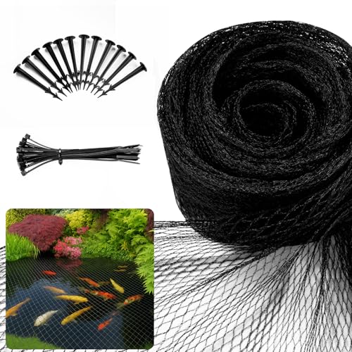 GasXpert Pond Netting for Koi Ponds 7 x 10 Pond Netting Cover for Leaves Durable Koi Pond Net to Catch Leaves Debris Drive Herons Raccoons Cats Predators Away 12 Stakes Included 38 Mesh - Image 1