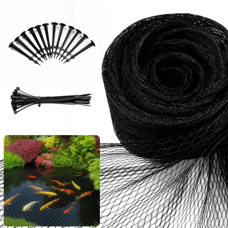 GasXpert Pond Netting for Koi Ponds 7 x 10 Pond Netting Cover for Leaves Durable Koi Pond Net to Catch Leaves Debris Drive Herons Raccoons Cats Predators Away 12 Stakes Included 38 Mesh - Image 2