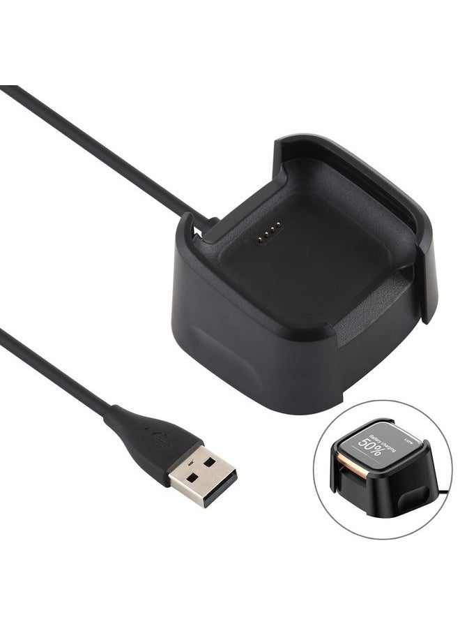 HuHa - For Fitbit Versa 2 Charger Charging Dock Base Stand Holder with 1m Charging Cable(Black) - Image 1