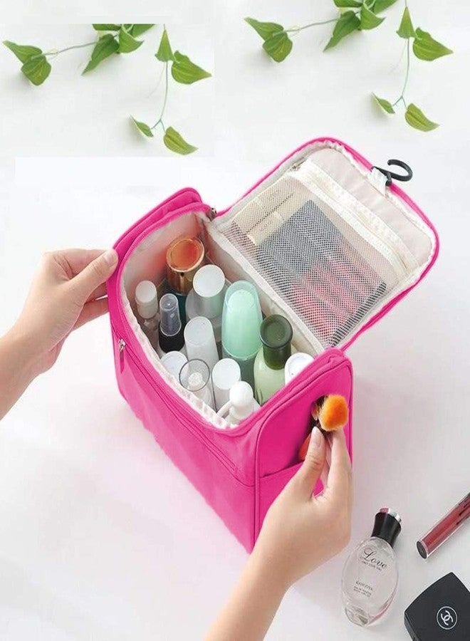 Dlala Household Grooming Kit Travel Bag for Cosmetic Makeup Pouch Makeup Bag Kit Storage Organizer Travel Toiletry Vanity Bag with Compartment for Women (Pink) - Image 3