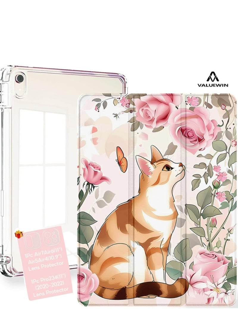 فوز القيمة حالة لـ iPad Air 11 بوصة M3 2025 / حالة لـ iPad Air 11 بوصة M2 2024 و iPad Air5 10.9 بوصة 2022 / Air4 10.9 بوصة 2020 Gen مع حامل قلم رصاص واضح شفاف رقيق الوقوف التلقائي الاستيقاظ / النوم ، غطاء الهواء الخامس / الهواء الرابع 10.9 بوصة 2022/2020 ، الهواء السادس / الهواء السابع 11 بوصة 2025/2024 - Image 1