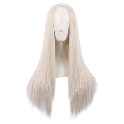 MapofBeauty 28 Inch/70 cm Women Special Long Straight Synthetic Wig (Platinum Blonde) - Image 1