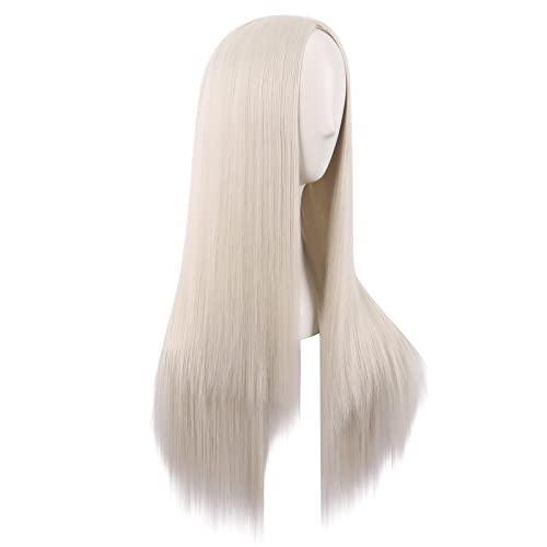 MapofBeauty 28 Inch/70 cm Women Special Long Straight Synthetic Wig (Platinum Blonde) - Image 2