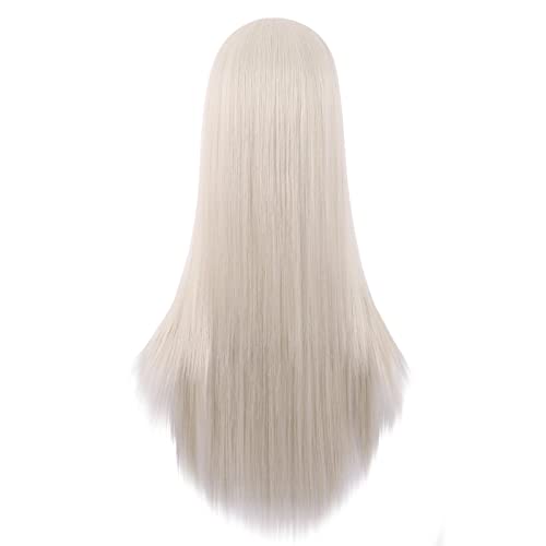 MapofBeauty 28 Inch/70 cm Women Special Long Straight Synthetic Wig (Platinum Blonde) - Image 4