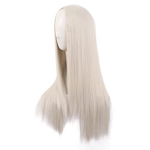 MapofBeauty 28 Inch/70 cm Women Special Long Straight Synthetic Wig (Platinum Blonde) - Image 3