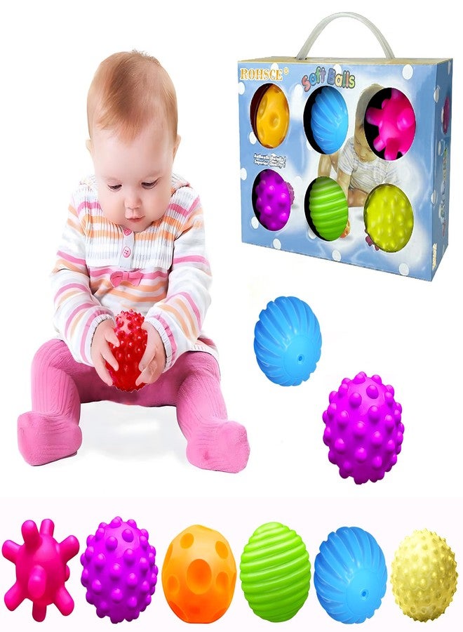 ROHSCE Baby Textured Multi Sensory Toys Massage Ball Gift Set BPA Free for Toddlers 1-3 Soft Balls Montessori Infant Baby Toys 6 to 12 Months 6 Pack - Image 1
