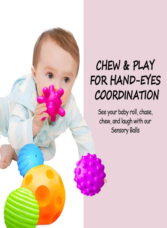 ROHSCE Baby Textured Multi Sensory Toys Massage Ball Gift Set BPA Free for Toddlers 1-3 Soft Balls Montessori Infant Baby Toys 6 to 12 Months 6 Pack - Image 5